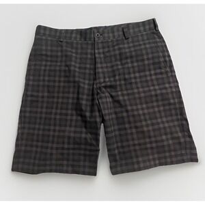 Nike‎ Golf Shorts Men 36 Gray Plaid Chino Dri Fit Tour Performance Stretch Adult